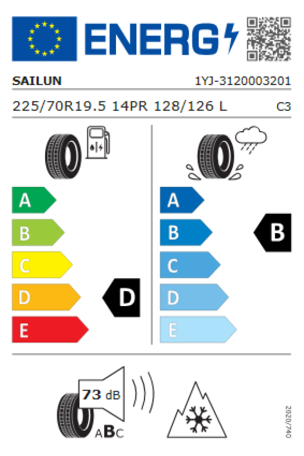 ΕΛ 225/70R19.5 SAR1 128/126L 14PR SAILUN
